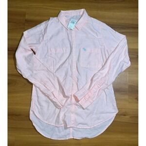 Womens NWT Abercrombie & Fitch Pink Casual Button Down Long Sleeve Shirt